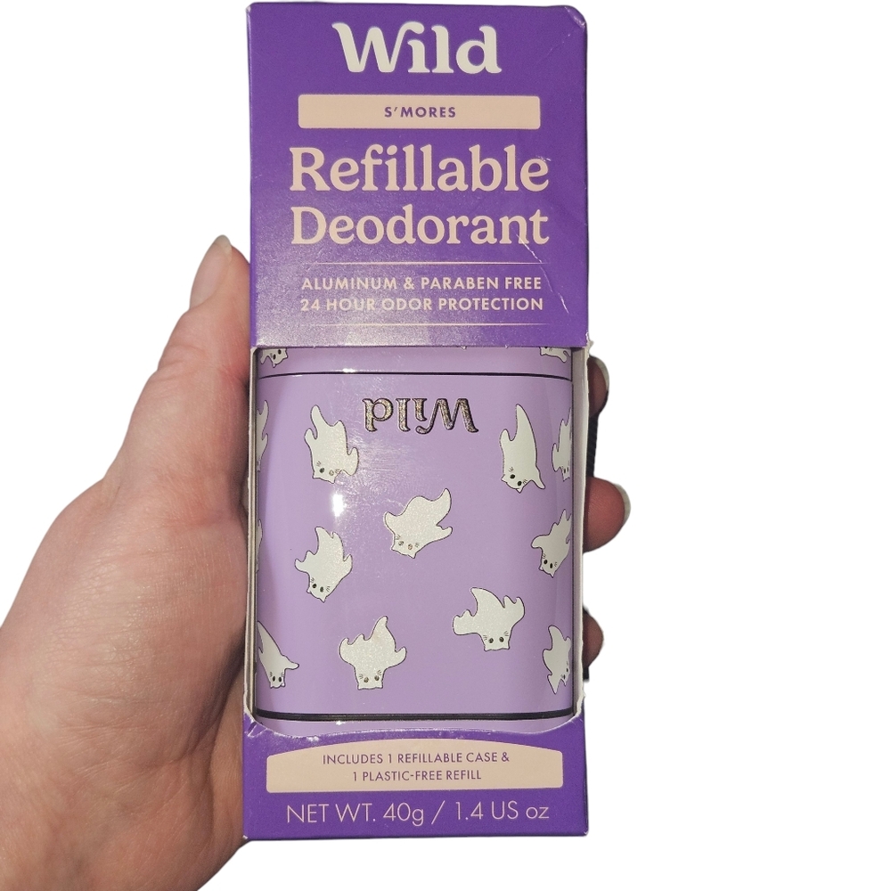 BNIB Wild Refillable Deodorant S'mores Ghost Purple Case Halloween Spooky Witchy